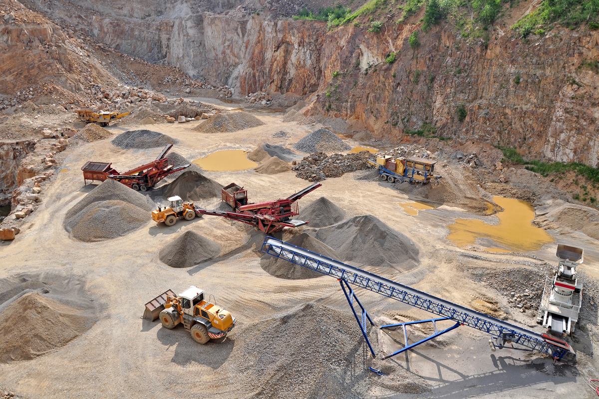 Heavy equipment operating in a stone quarry